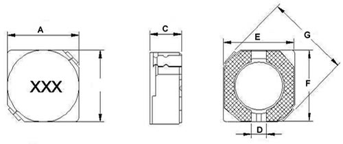 D系列屏蔽贴片电感封装尺寸